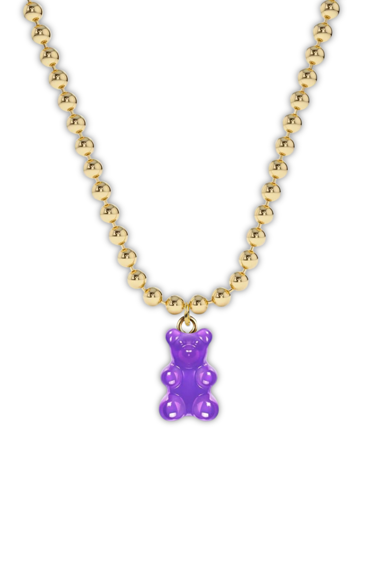Gummy Bear Charm Necklace in Gift Bottle, Alternate, color, Purple