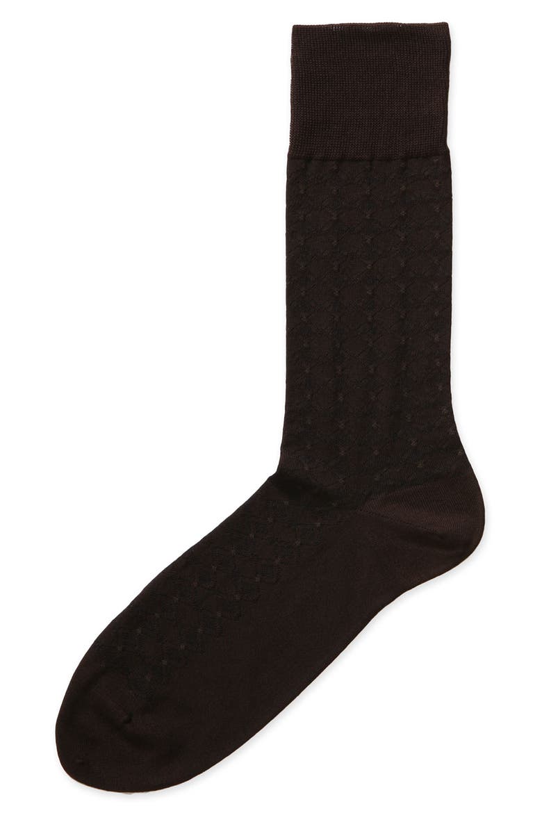 Pattern Dress Socks, Main, color, BROWN