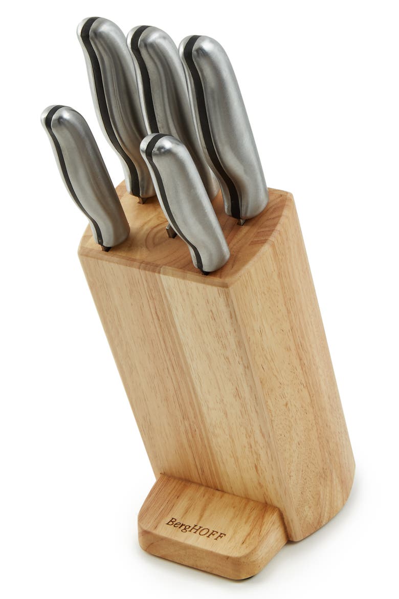 Dina Entity 6-Piece Knife Block, Main, color, SILVER