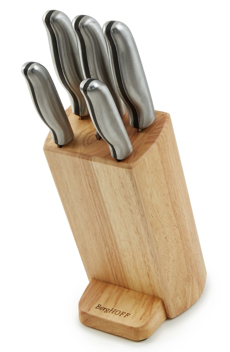 BergHOFF Dina Entity 6-Piece Knife Block, Main, color, Silver