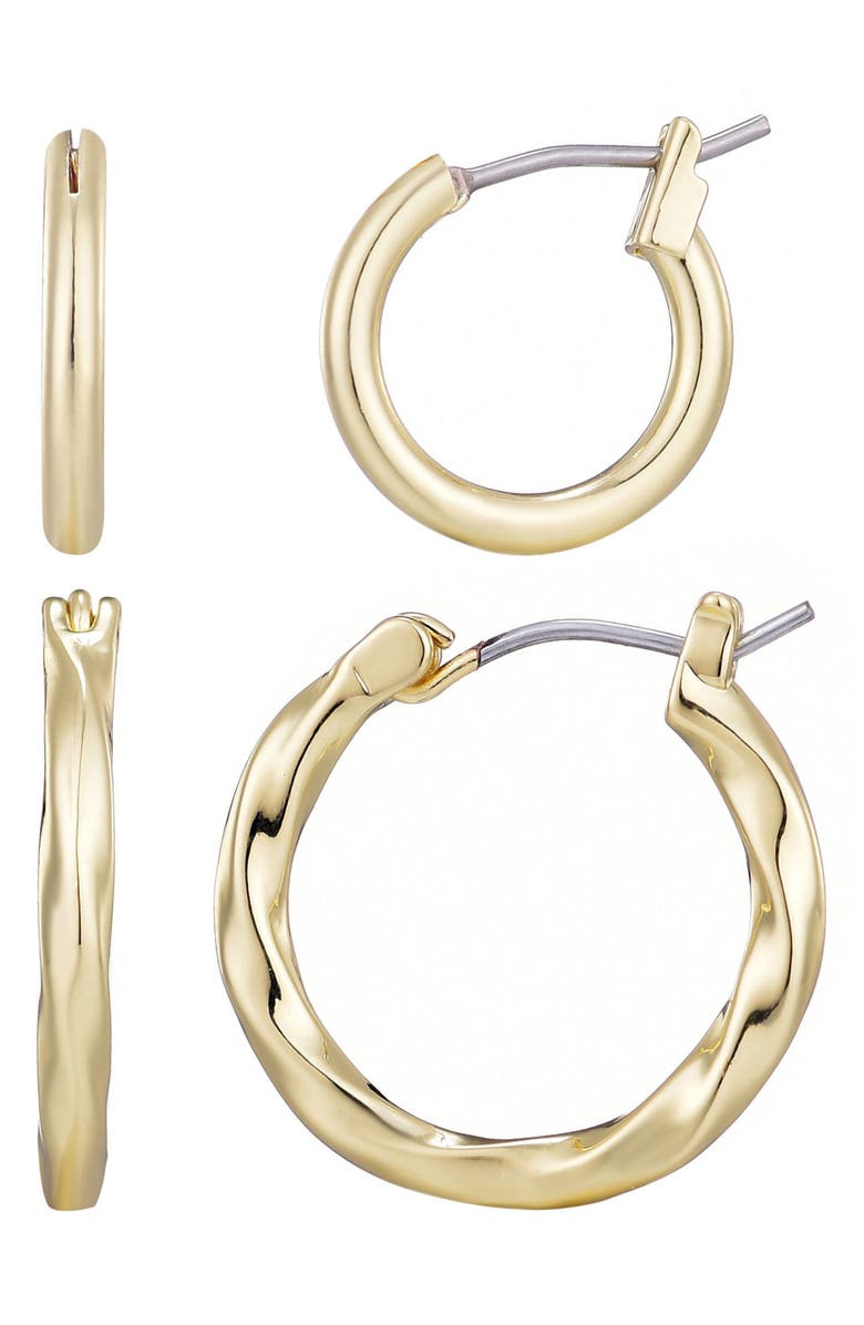 Adornia Set of 2 Hoop Earrings, Main, color, Gold