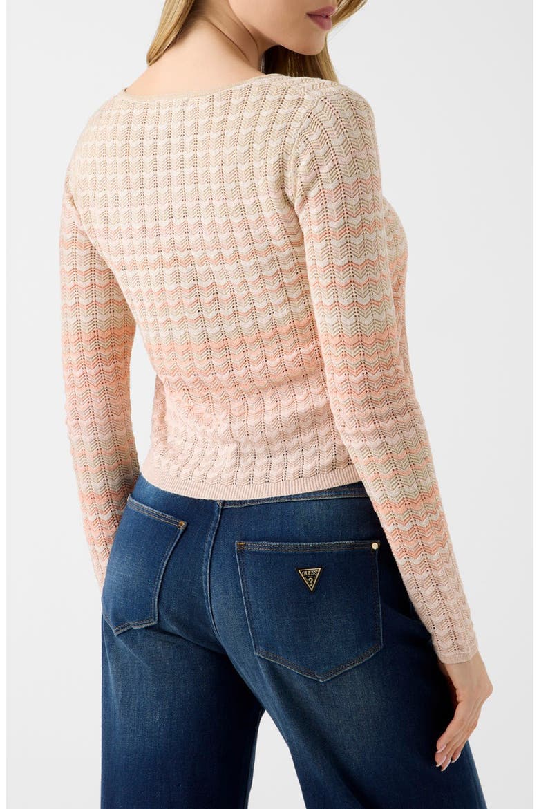 Rosalyn Metallic Pointelle Cardigan, Alternate, color, PINK