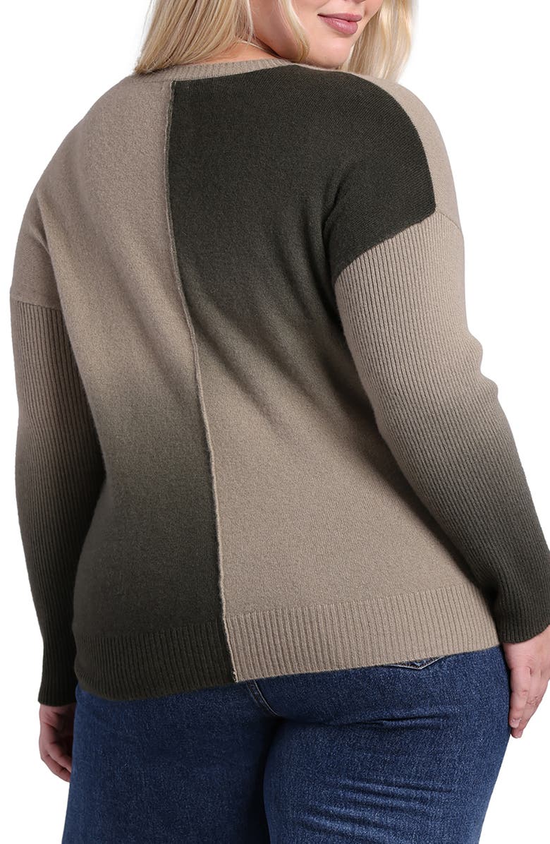 MINNIE ROSE Dip Dye Cashmere Sweater, Alternate, color, Olive/ Army