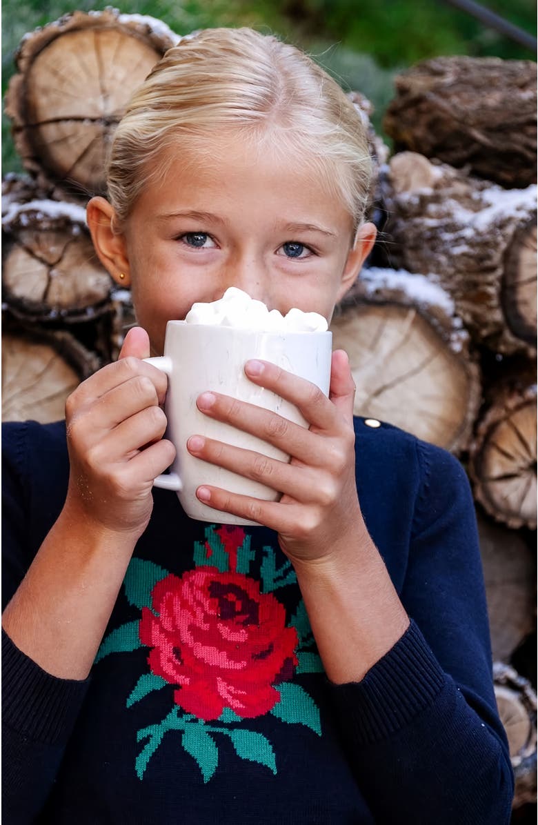 Hope & Henry Girls' Organic Rose Intarsia Sweater, Kids, Alternate, color, Black Rose Intarsia