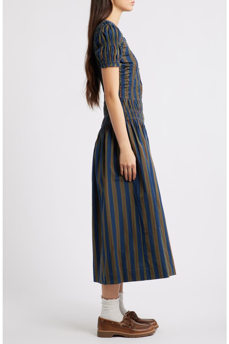 Sienna Stripe Organic Cotton Dress, Alternate, color, BLUE/ GREEN MULTI