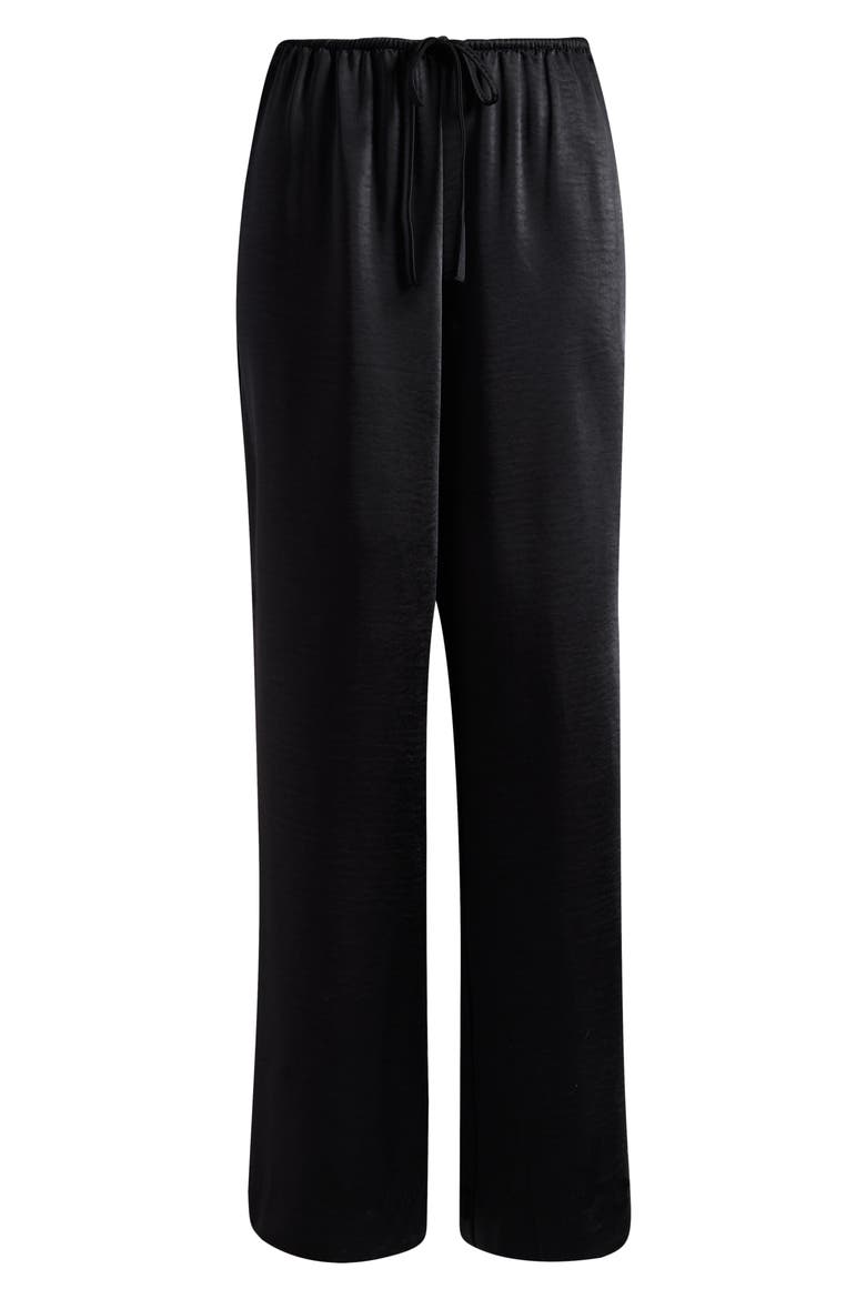 Lightweight Satin Straight Leg Pants, Alternate, color, OBSIDIAN