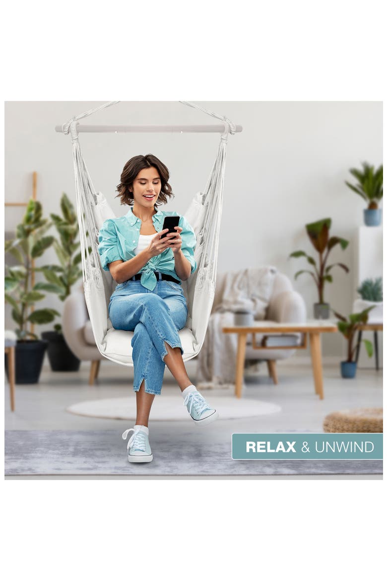 Hanging Rope Hammock Swing Chair, Alternate, color, WHITE