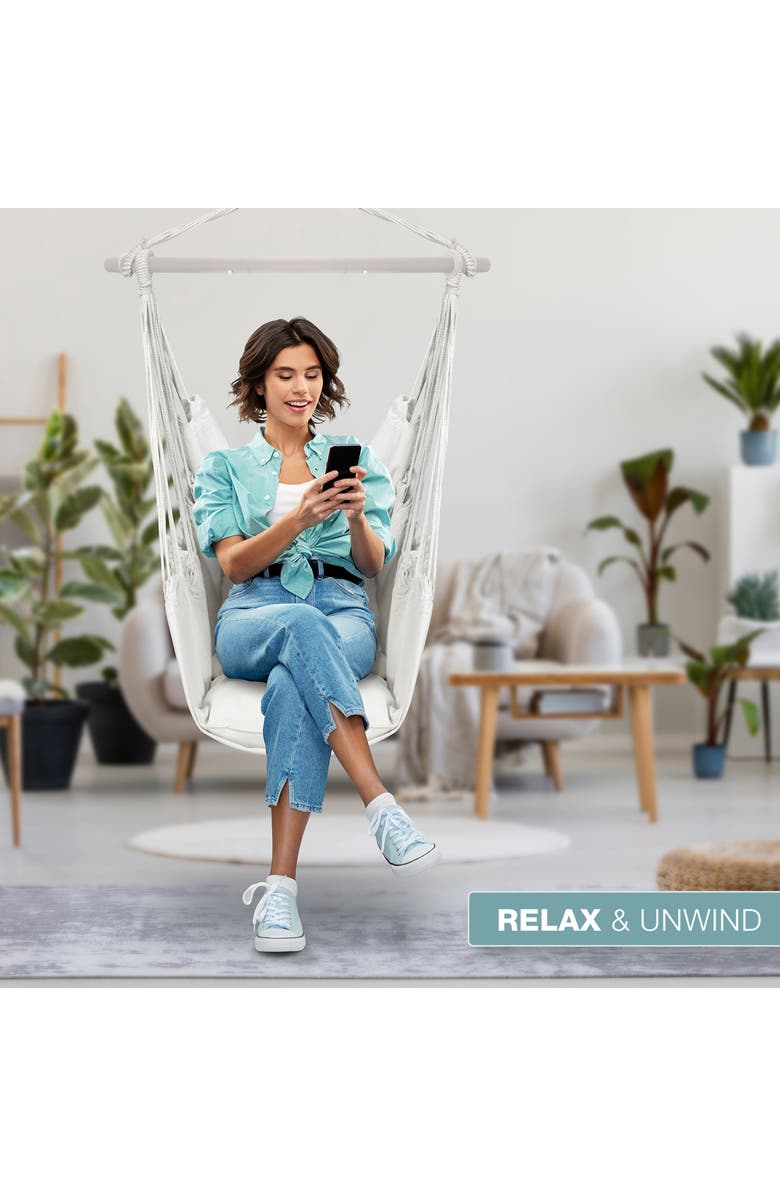 SORBUS Hanging Rope Hammock Swing Chair, Alternate, color, White