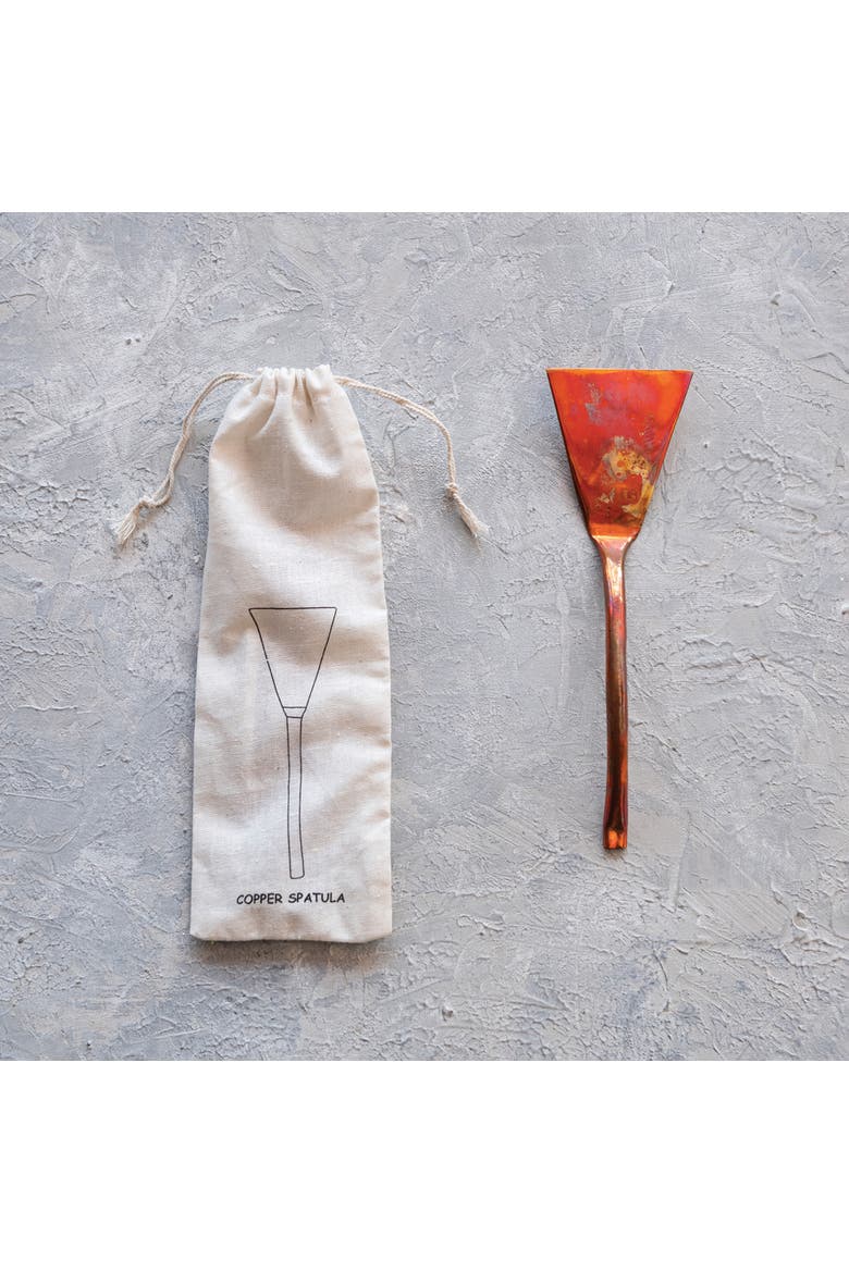 Modern Copper Cake Server in Drawstring Bag, Burnt Finish, Alternate, color, Multicolor