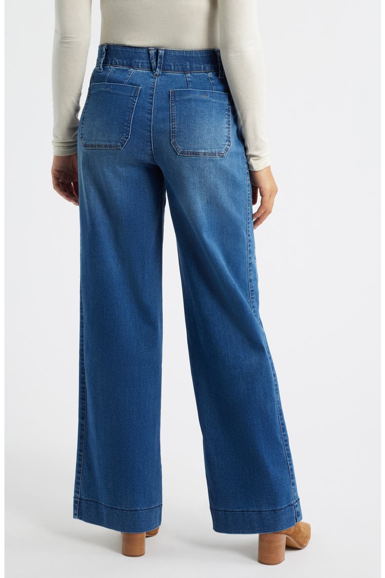 Patch Pocket High Waist Wide Leg Jeans, Alternate, color, BLUE