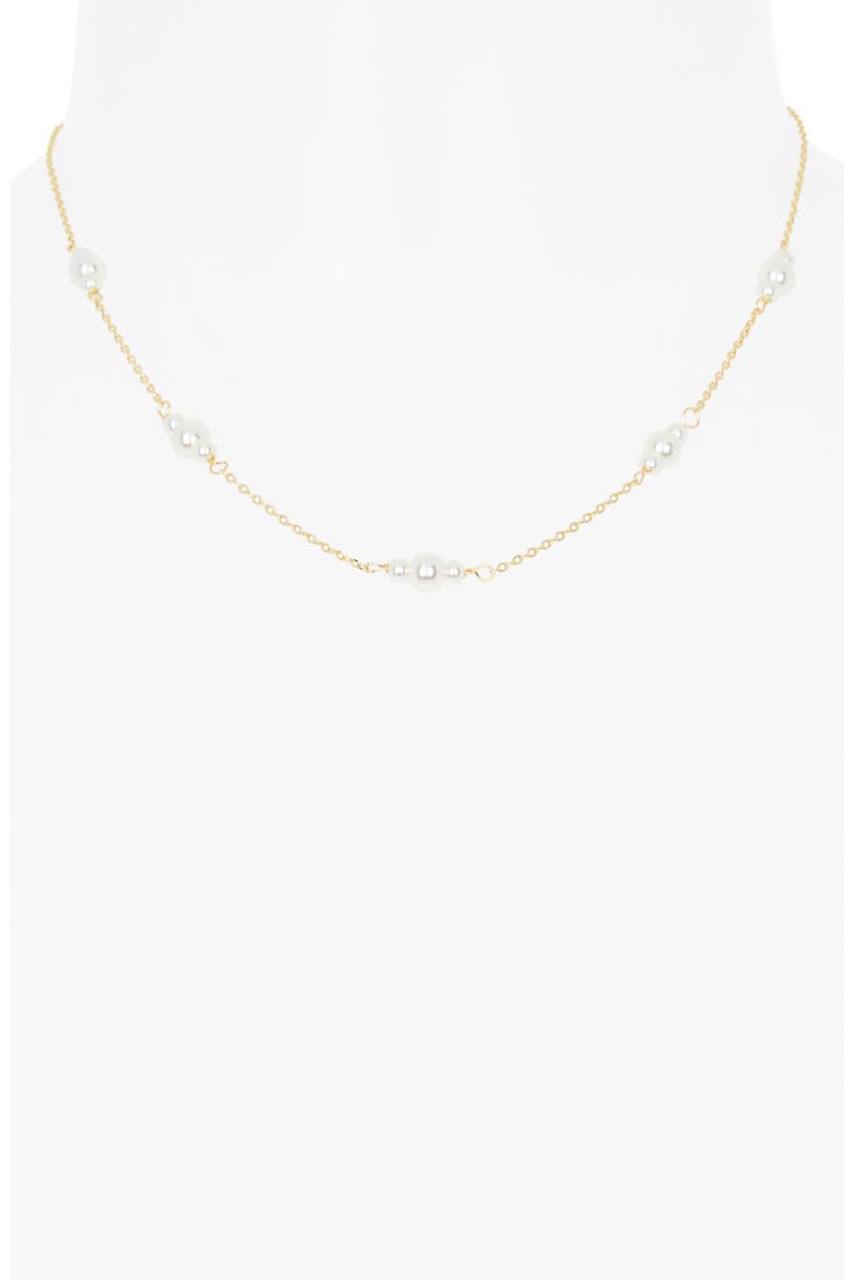 Demi Fine Faux Pearl Station Chain Necklace, Alternate, color, CLEAR- GOLD