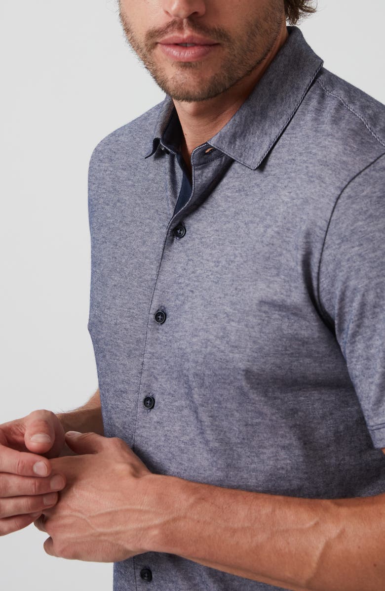 34 Heritage Pima Cotton Knit Short Sleeve Button-Up Shirt, Alternate, color, Indigo