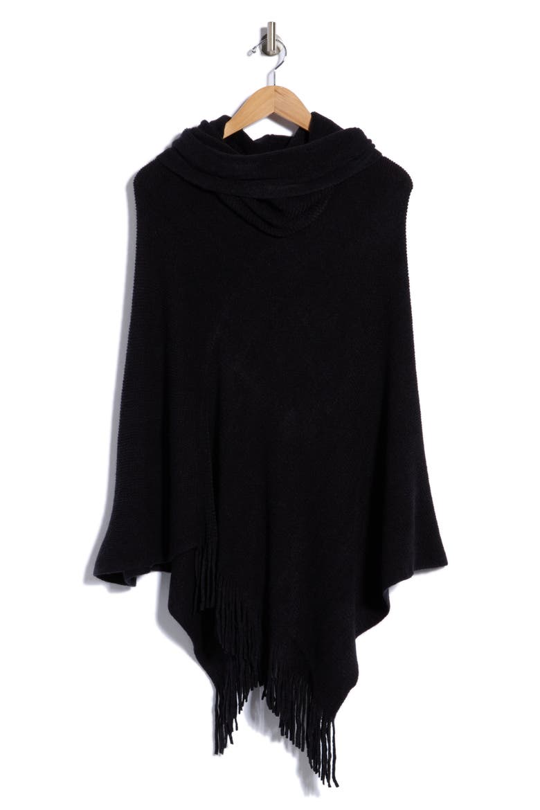 Cowl Neck Knit Poncho, Main, color, BLACK