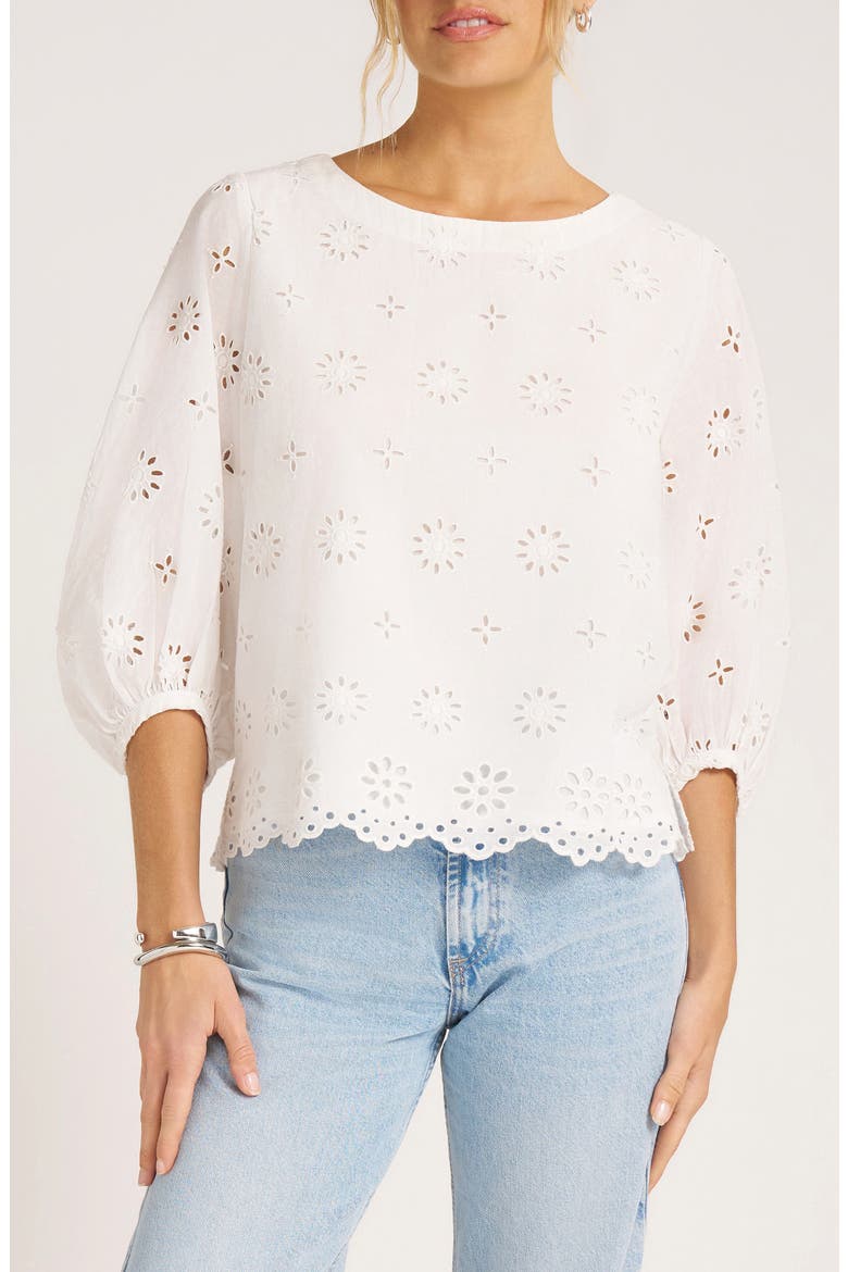 Kashira Eyelet Puff Sleeve Top, Main, color, VELLUM