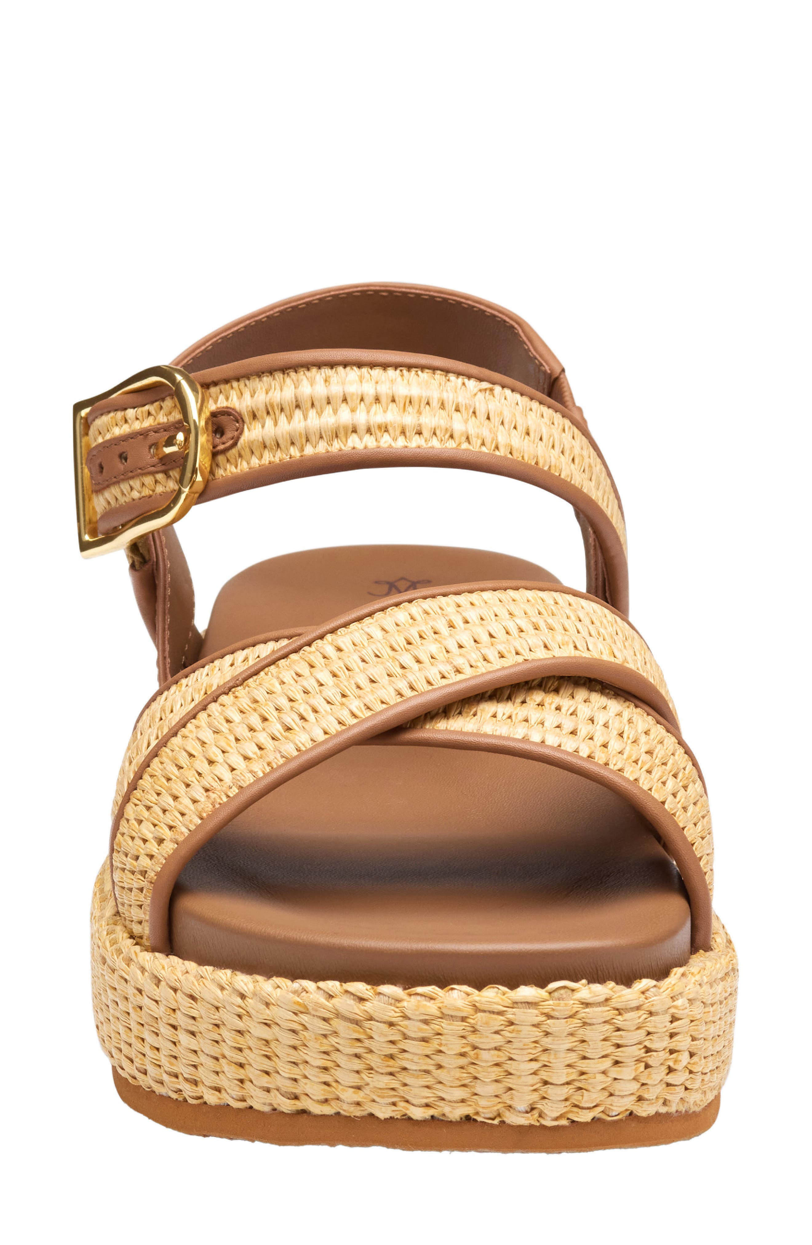 Johnston & Murphy Carli Ankle Strap Platform Sandal, Alternate, color, Cognac Nappa Leather