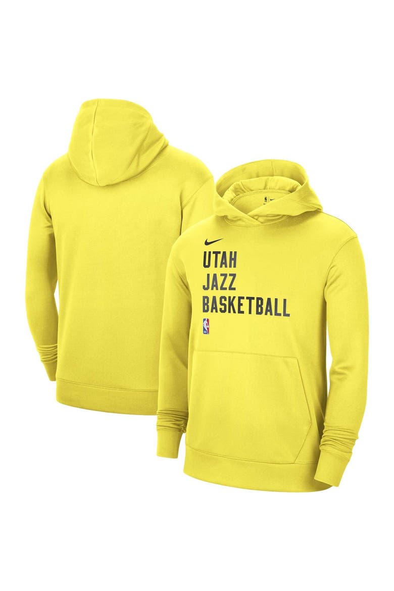 Unisex Nike Yellow Utah Jazz 2023/24 Performance Spotlight On-Court Practice Pullover Hoodie, Main, color, Yellow