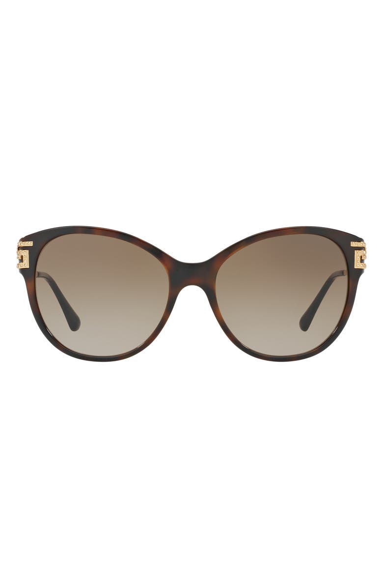 Versace 57mm Gradient Cat Eye Sunglasses, Main, color, Havana / Light/Dark Brown Gradient