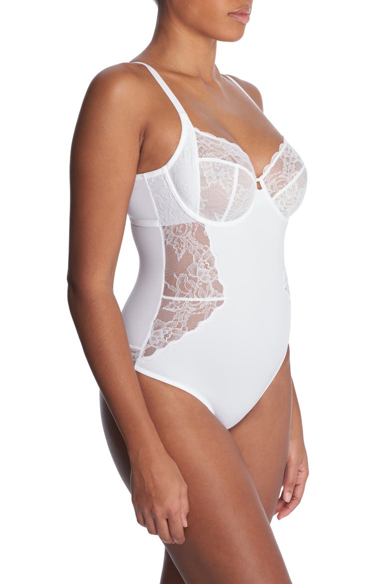 Statement Underwire Bodysuit, Alternate, color, WHITE