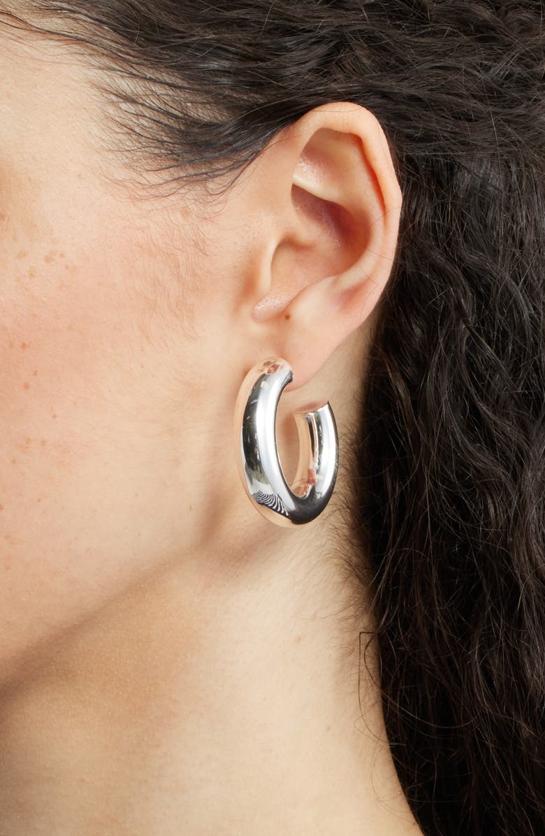 Nordstrom Chunky Tube Hoop Earrings, Alternate, color, Shiny Silver