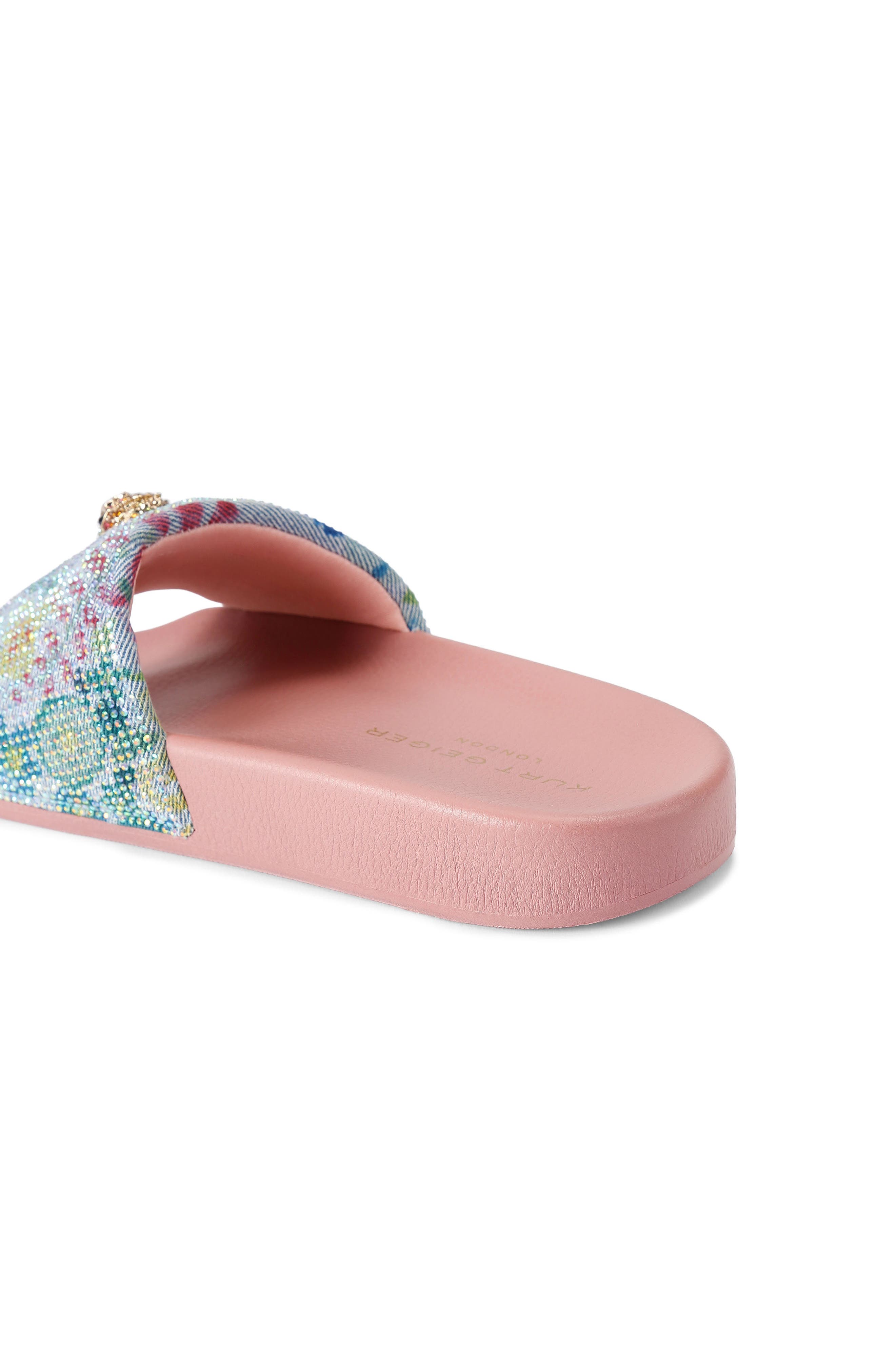 Meena Eagle Slide Sandal, Alternate, color, LIGHT PINK/ PASTEL BLUE