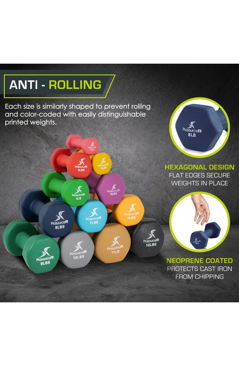 ProsourceFit Neoprene Dumbbells, Pair, Alternate, color, 8 Lb
