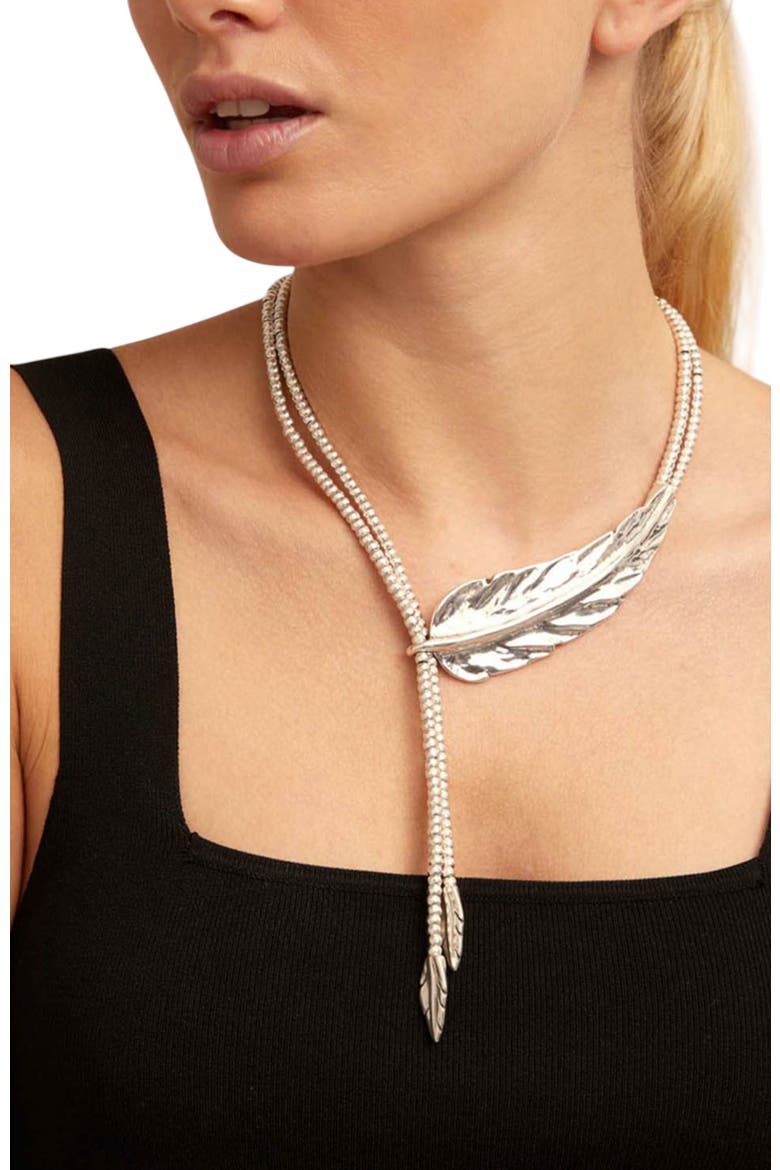 Feather Drop Necklace, Alternate, color, Silver