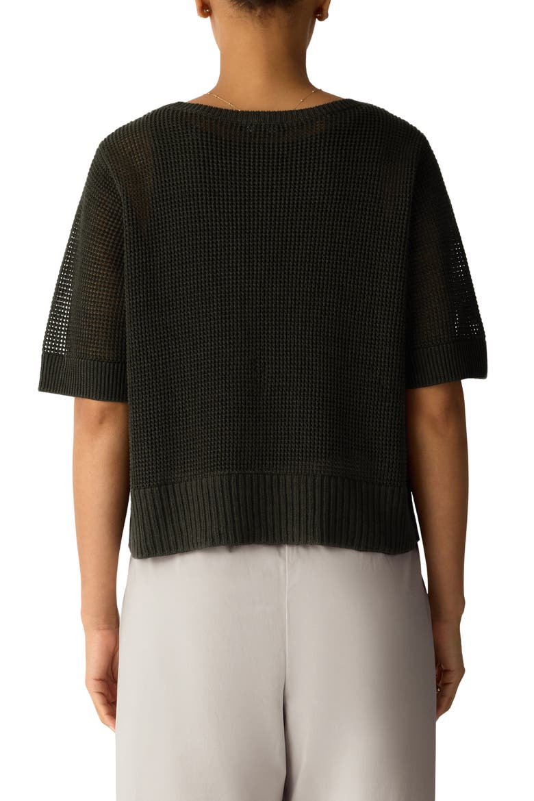 Waffle Knit Sweater, Alternate, color, SEAWEED