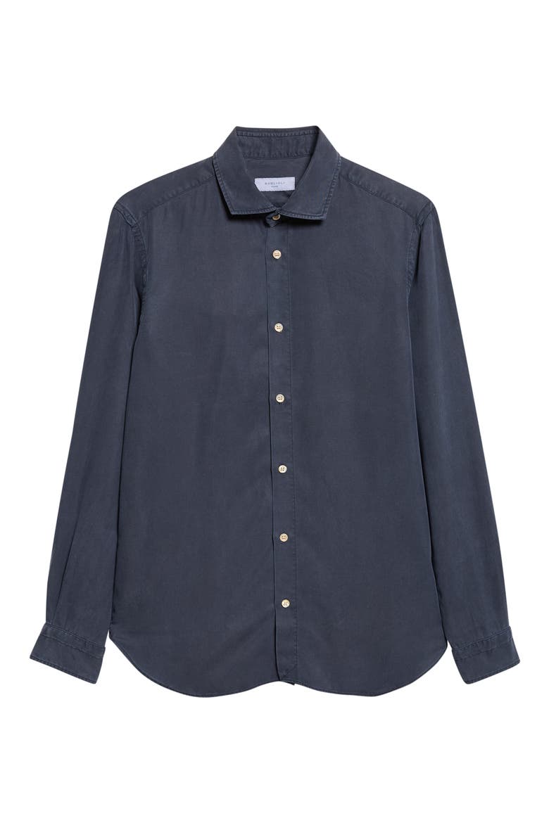 Spread Collar Long Sleeve Button Shirt, Main, color, NAVY
