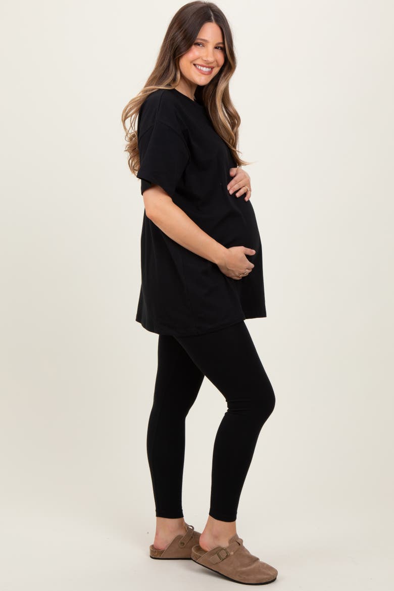 Oversized Crewneck Short Sleeve and Legging Set, Alternate, color, Black