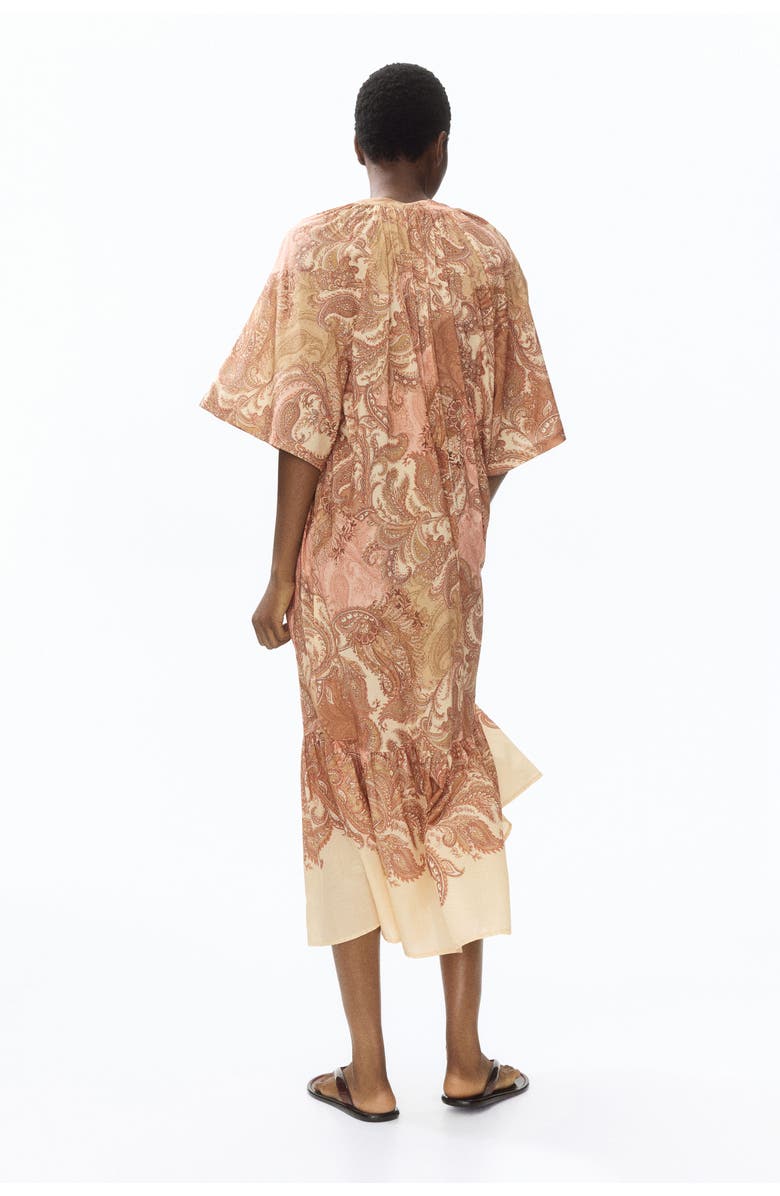 H&M Short-sleeved Tie-belt Dress, Alternate, color, Beige/Paisley