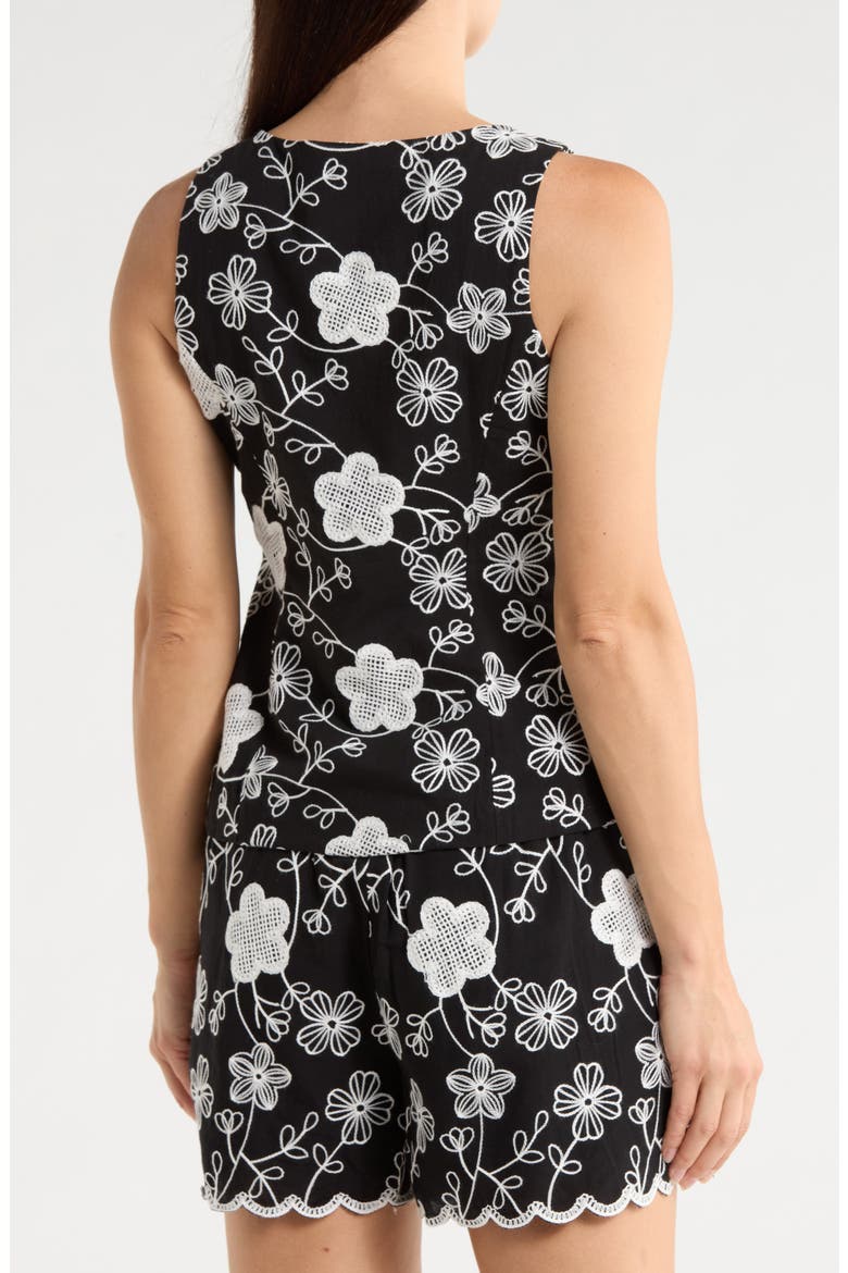 Floral Embroidery Vest, Alternate, color, BLACK MARSHMALLOW LEAF