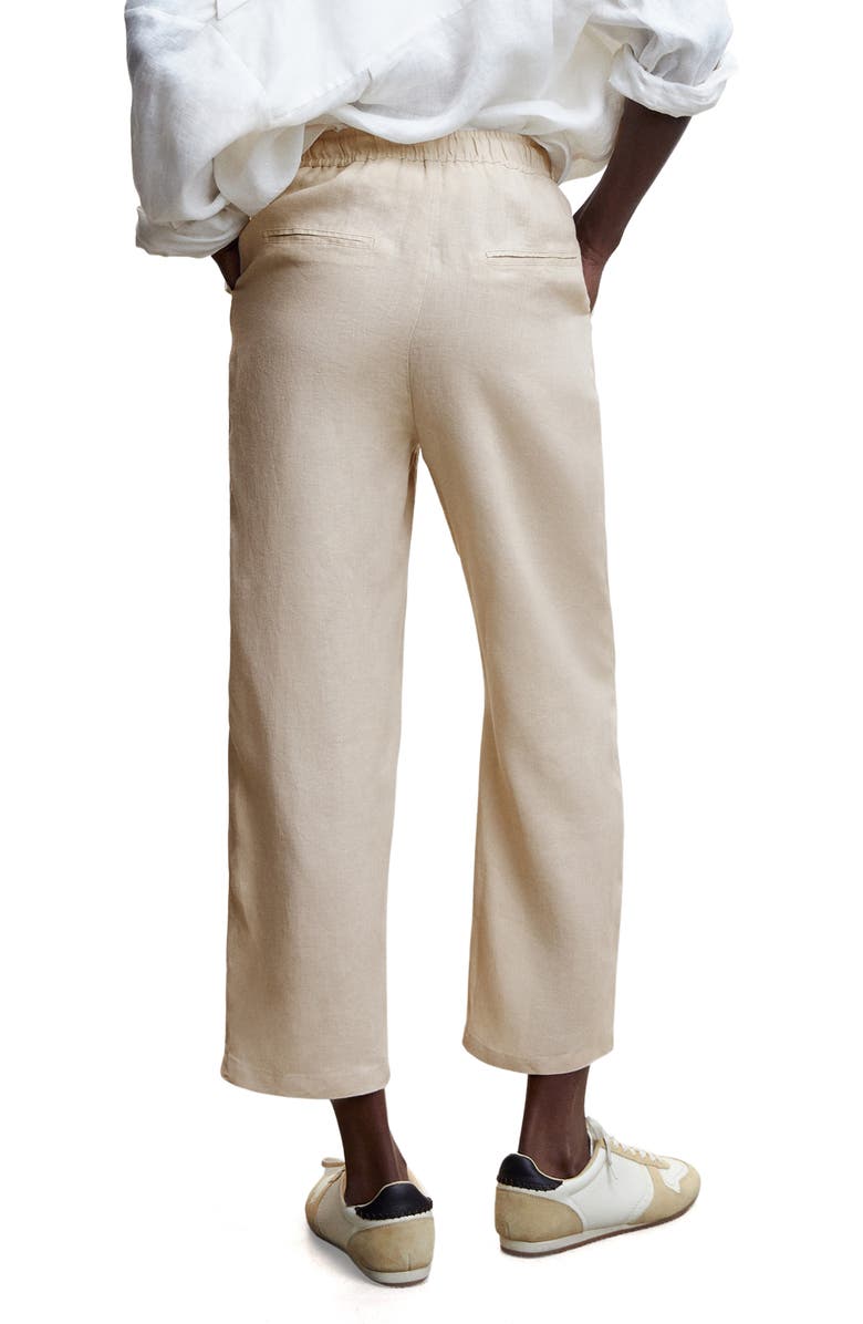 MANGO Drawstring Linen Pants, Alternate, color, Light/ Pastel Grey