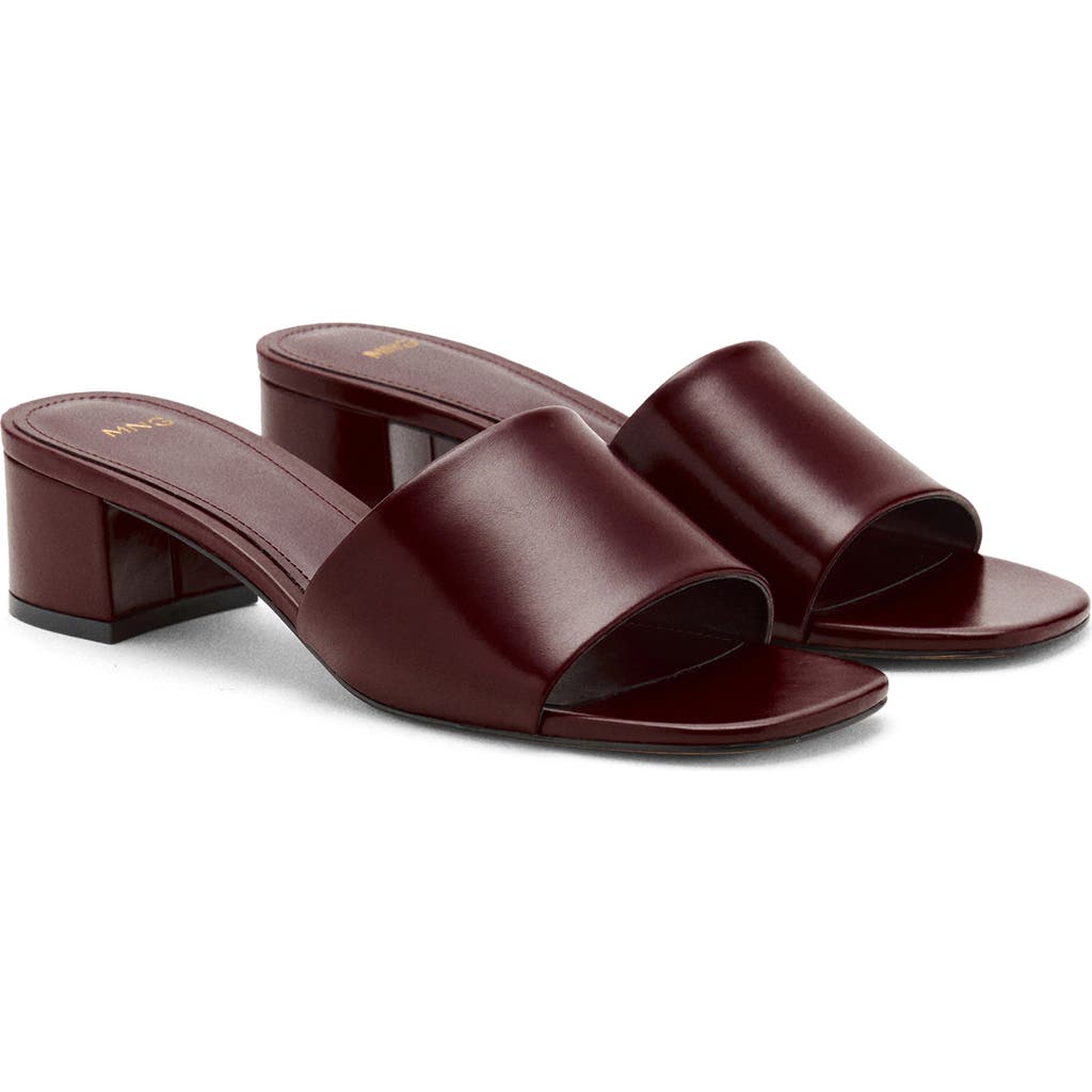 Mango Block-heel Sandals With Strap Burgundy In Burgundy