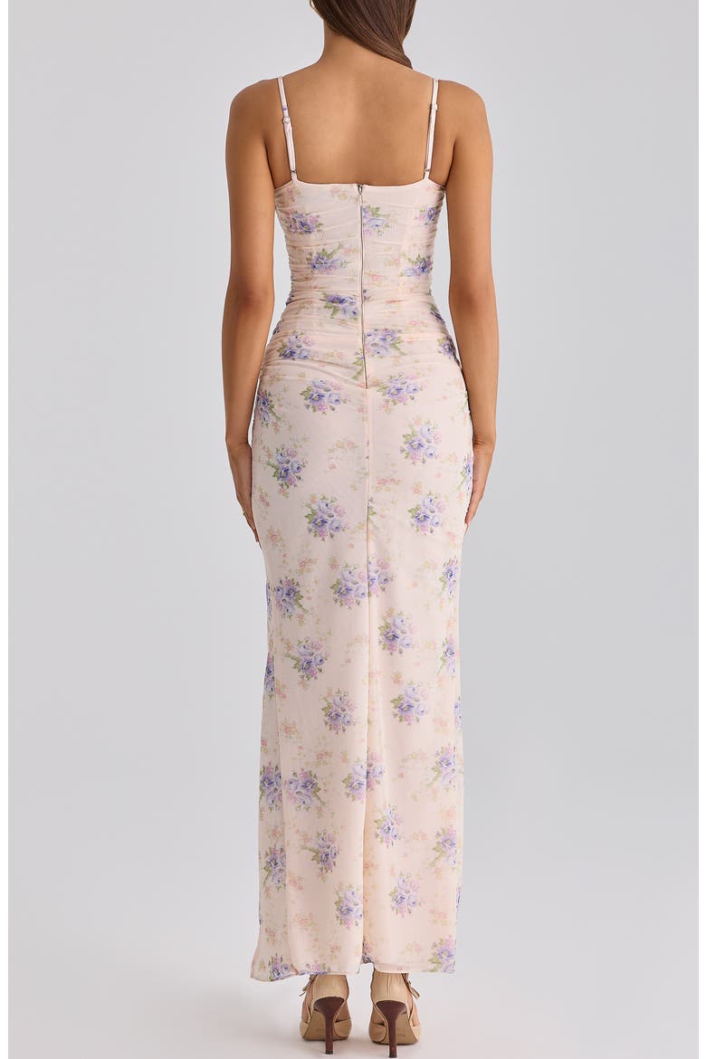 Lini Corset Mesh Gown, Alternate, color, IVORY SWEET PEONY