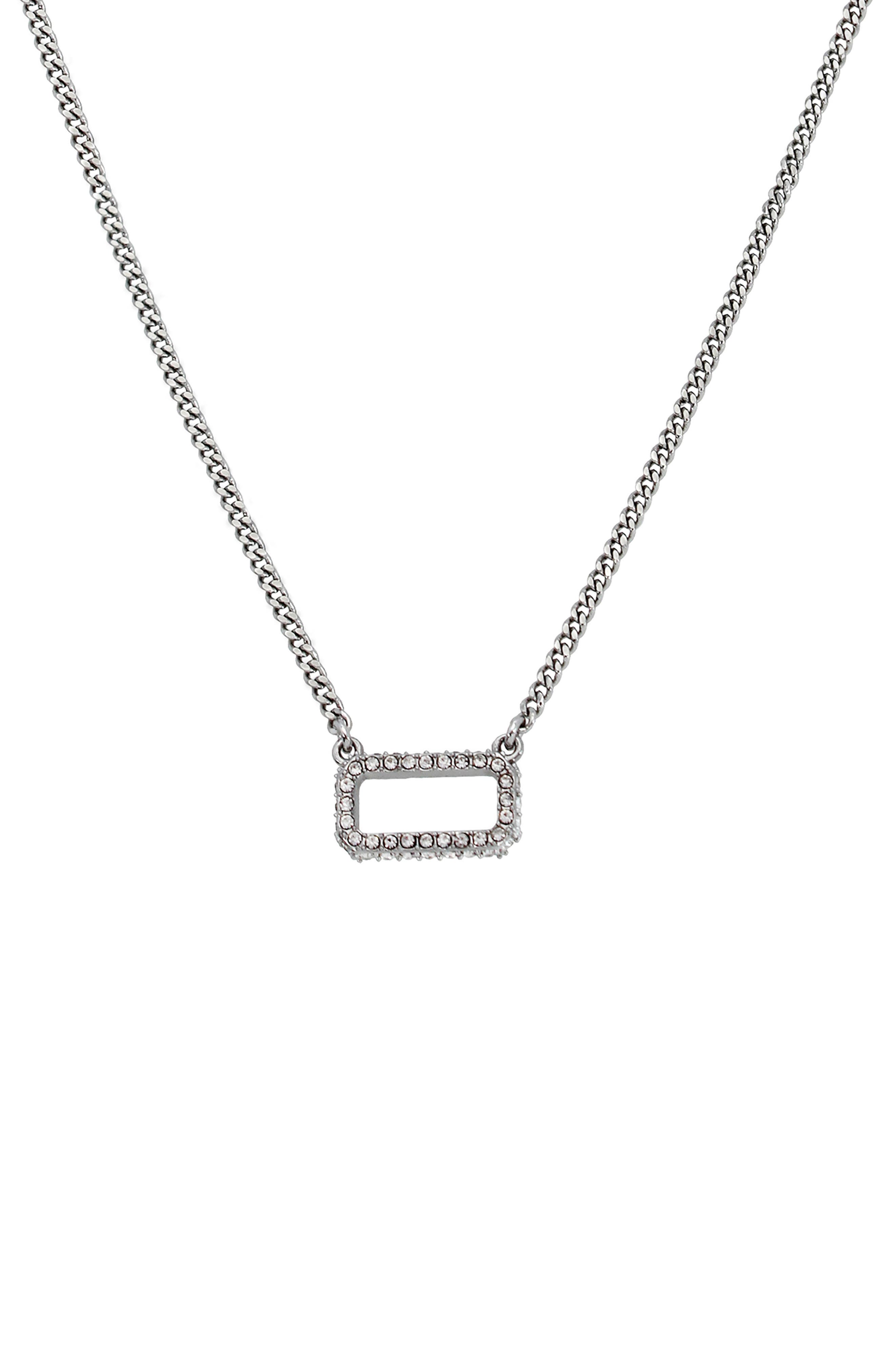 AllSaints Pavé Crystal Rectangle Pendant Necklace