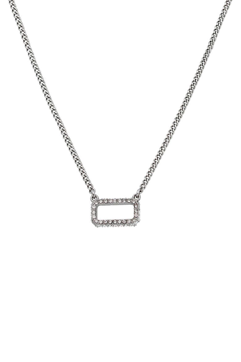 Pavé Crystal Rectangle Pendant Necklace, Main, color, RHODIUM
