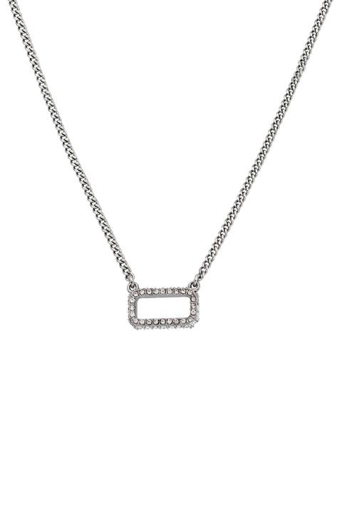 Pavé Crystal Rectangle Pendant Necklace