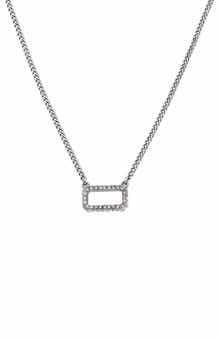 AllSaints Pavé Crystal Rectangle Pendant Necklace