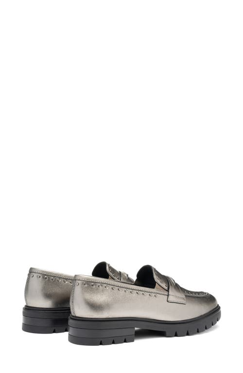 Ara Cardiff Studded Penny Loafer In Silver