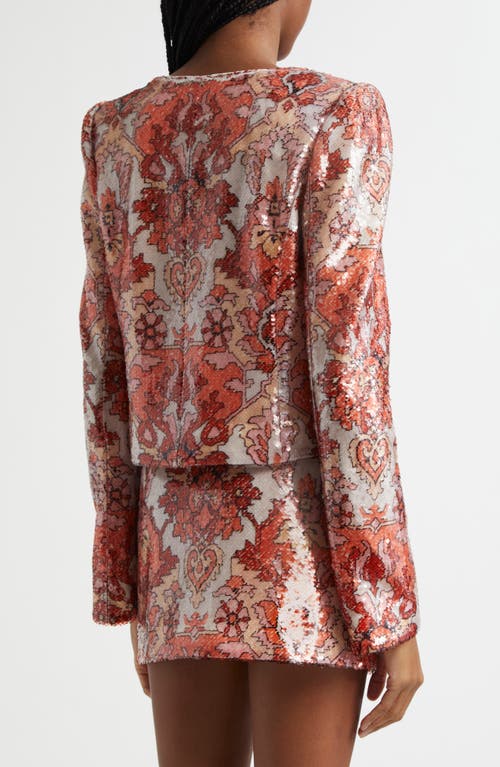 Cinq À Sept Cinq A Sept Sequin Damask Jacket In Pink Poppy Multi