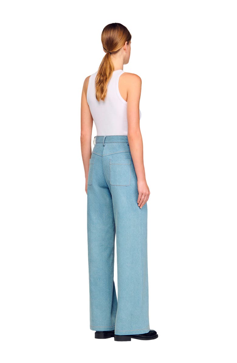 SANDRO Faded high-rise wide-leg jeans, Alternate, color, Blue Jean