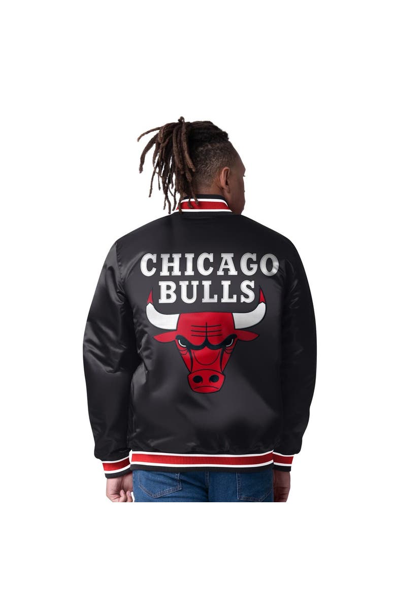 STARTER Men's Starter  Red Chicago Bulls Reversible Satin Full-Snap Varsity Jacket, Alternate, color, 