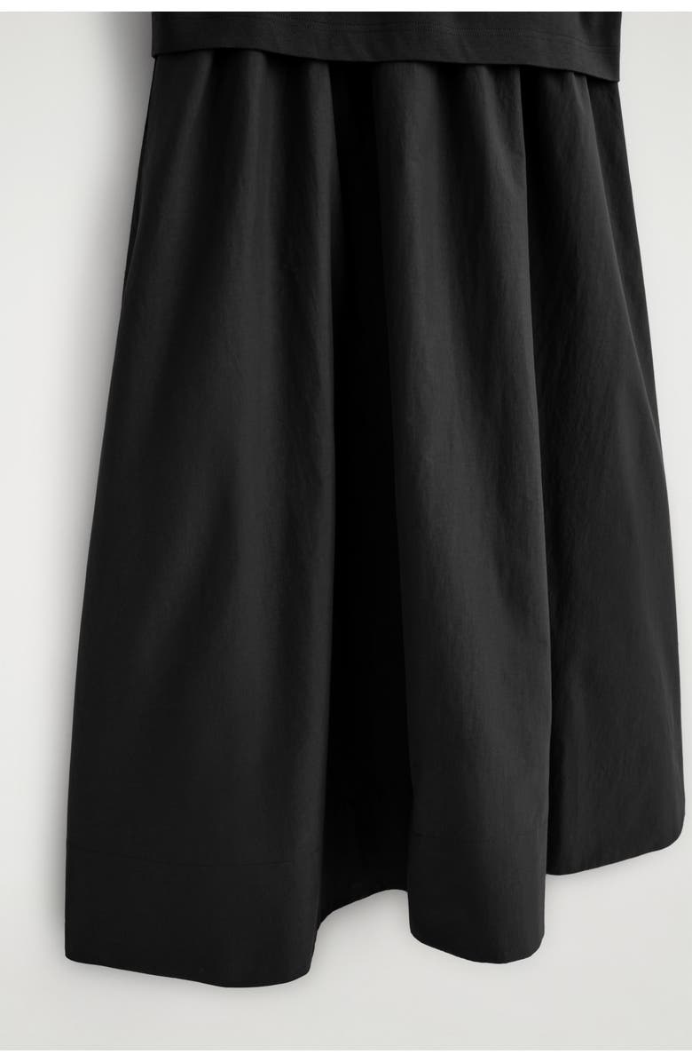 COS Contrast-Panel Boat-Neck Midi Dress, Alternate, color, Black