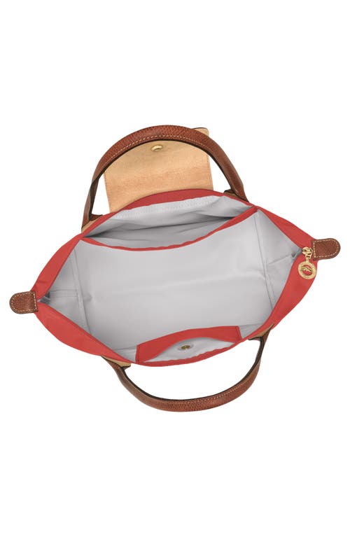 Shop Longchamp Medium Le Pliage Nylon Shoulder Tote In Tomato