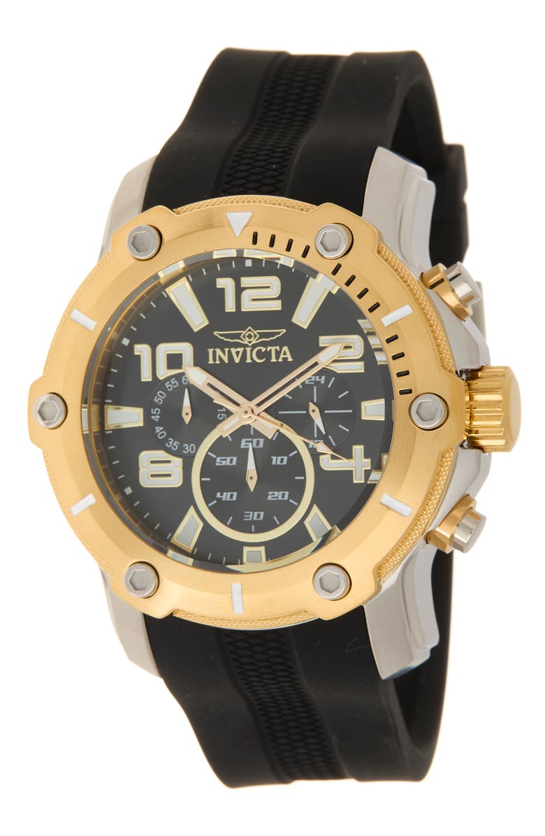 INVICTA Pro Diver Silicone Strap Chronograph Watch, 51.5mm, Main, color,