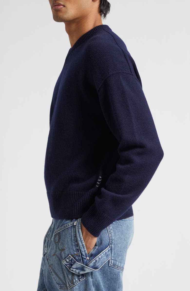 JW Anderson Loafer Stitch Cashmere V-Neck Sweater, Alternate, color, Navy