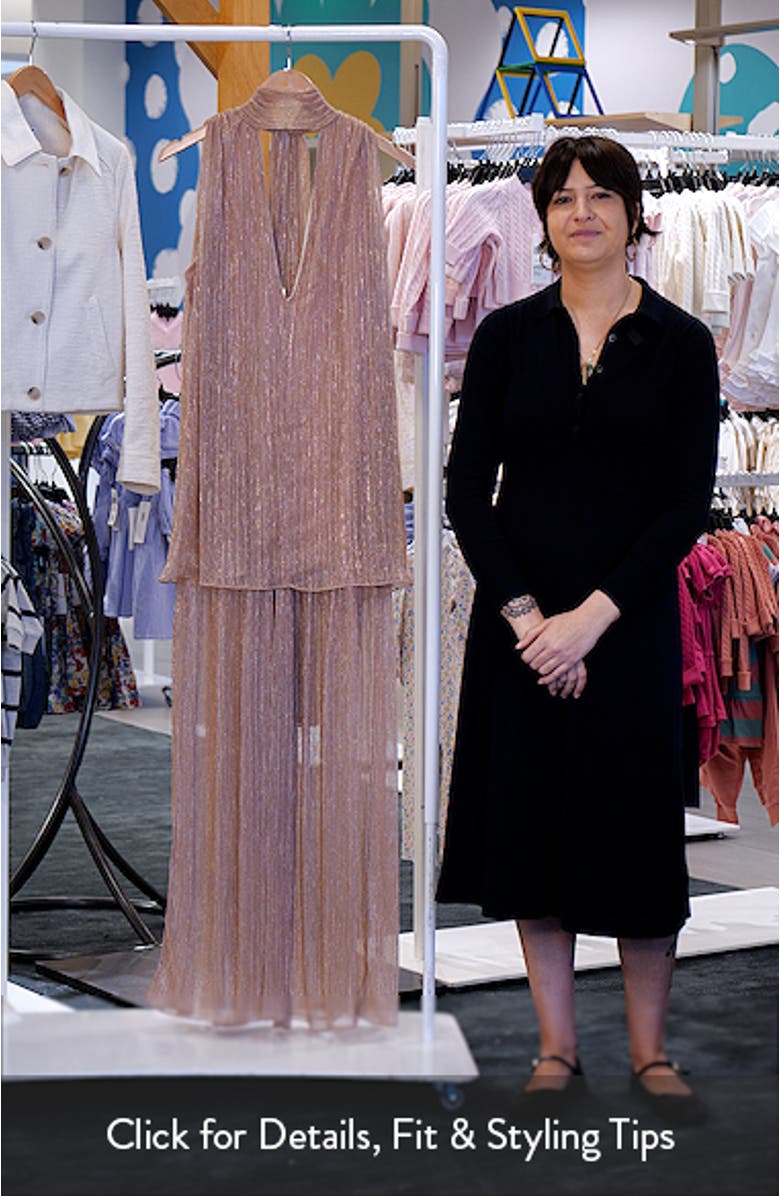 Valoria Metallic Micropleat Cocktail Dress, sales video thumbnail