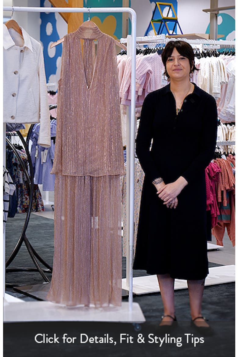 Valoria Metallic Micropleat Cocktail Dress video