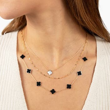 Small Onyx Clover Necklace