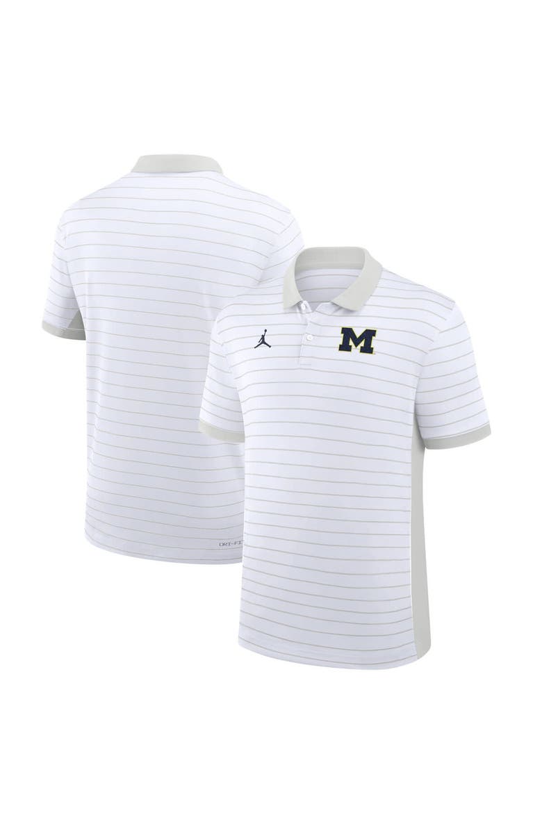 Jordan Brand Men's Jordan Brand White Michigan Wolverines 2025 Early Season Coaches Sideline Victory Stripe Performance Polo, Alternate, color, White